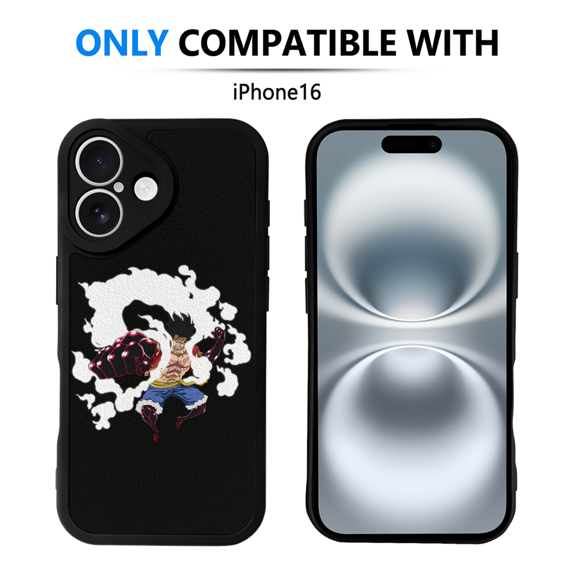 （画像用） ワンピース モンキー・D・ルフィ ONE PIECE Monkey D. Luffy 【iPhone 16シリーズ対応】シリコンスマホケース（レザー調） 材質：シリコン
